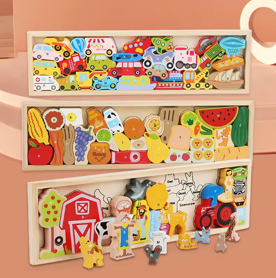 لعبة مونتيسوري ثلاثية الأبعاد مزرعة الحيوان لعبة المرور